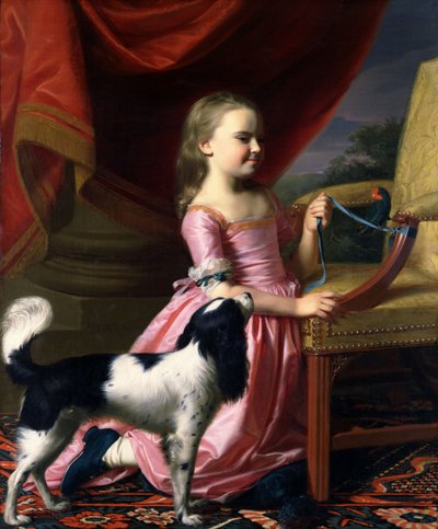 Jeune fille avec un oiseau et un chien - John Singleton Copley